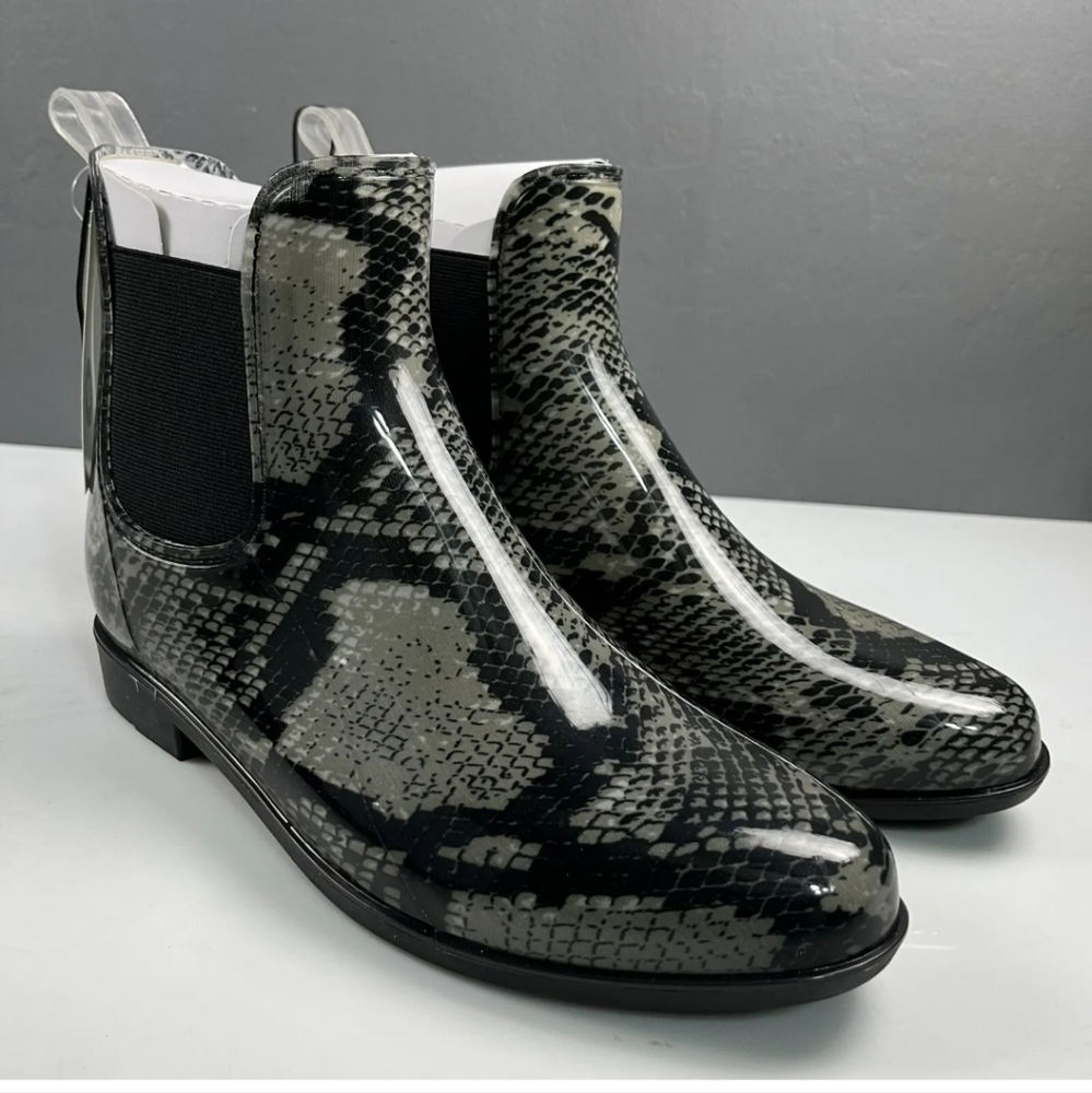 A New Day Chelsea Boot Waterproof Grey Snakeskin Rain Boot